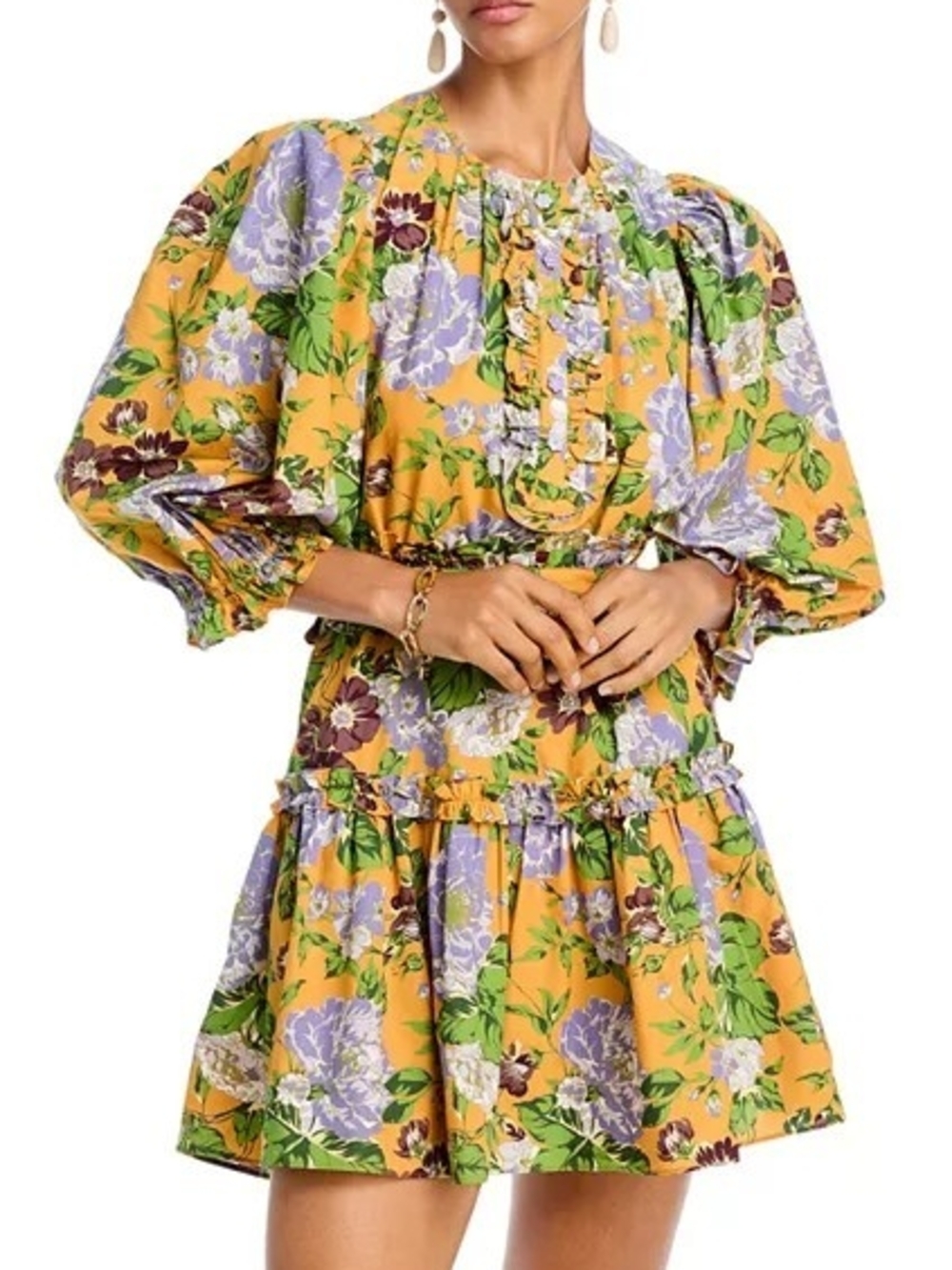 Orig $250 FARM RIO Capri Floral Button Front Fit & Flare Mini Dress Size small